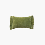 Cotton Velvet Lumbar Pillow with Ruffle Trim, Green