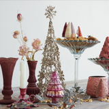 Plum Embossed Flocked Glass Vase