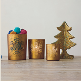Gold Etched Snowflake Votive Holder