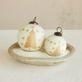 Glass Ornament with Gold Etched Trees & Stars