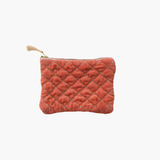 Coral Velvet Zip Pouch