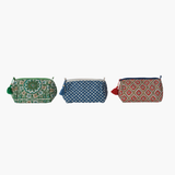 Coral Quilted Pouch with Wood Bead & Tassel