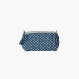 Navy Quilted Pouch with Wood Bead & Tassel