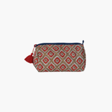 Coral Quilted Pouch with Wood Bead & Tassel