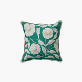 Green Floral Embroidered Pillow