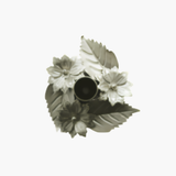 Pewter Poinsettias & Leaves Taper Holder