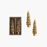 Gold Tree Taper Candles 4.75", Set of 2