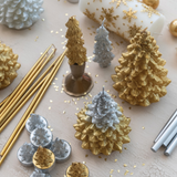 Gold Tree Taper Candles 4.75", Set of 2
