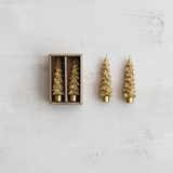 Gold Tree Taper Candles 4.75", Set of 2