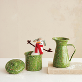 Green Splatterware Jar w Lid