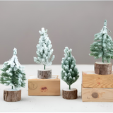 Snowy Tree with Wood Base