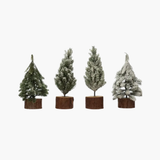 Snowy Tree with Wood Base