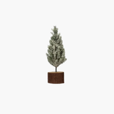 Snowy Tree with Wood Base