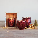 Red Textured Mercury Glass Tealight Holder
