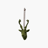 Flocked Green Deer Ornament