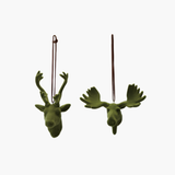 Flocked Green Deer Ornament
