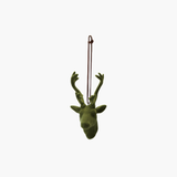 Flocked Green Deer Ornament