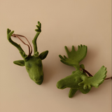 Flocked Green Deer Ornament