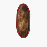 Hand-Carved Wood Tray w/ Red Enameled Edge