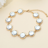 Light Blue + Gold Pearl Bracelet