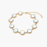 Light Blue + Gold Pearl Bracelet