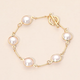 Pearl + Gold Link Bracelet