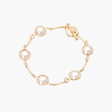 Pearl + Gold Link Bracelet