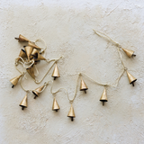 Gold Metal Bell Garland with White & Gold Cord