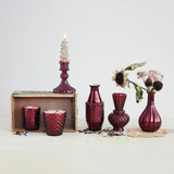 Hourglass Shaped Red Mercury Glass Vase