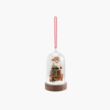 LED Glass Cloche Ornament with Santa w/ Reindeer