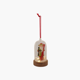 LED Glass Cloche Ornament with Santa w/ Skis