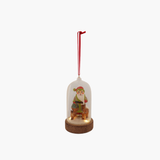 LED Glass Cloche Ornament with Santa w/ Reindeer