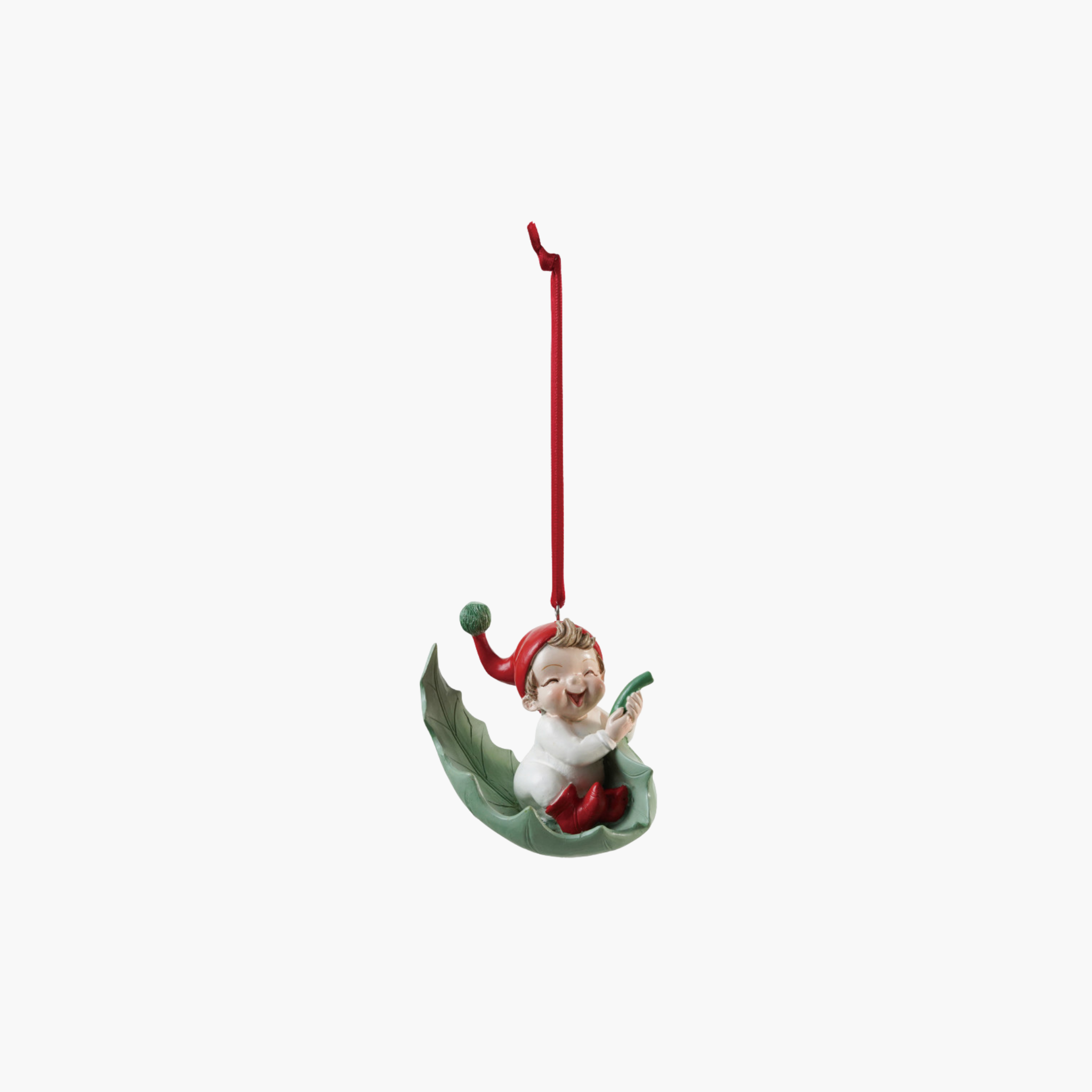 Vintage Elf on Leaf Ornament