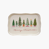 Stoneware Scalloped Platter with Trees & Gold Electroplating ©