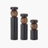 Black + Brown Ball Candleholders