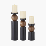 Black + Brown Ball Candleholders