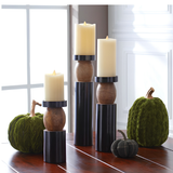 Black + Brown Ball Candleholders
