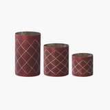 Red w/Gold Etched Glass Hurricanes