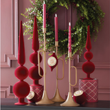 Red w/Gold Etched Glass Hurricanes