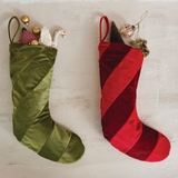 Green Velvet Striped Stocking