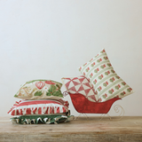 Green+White Striped Ruffled Pillow