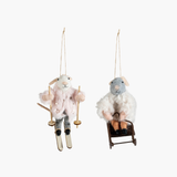 Felt Mouse on Sled/Skis Ornament