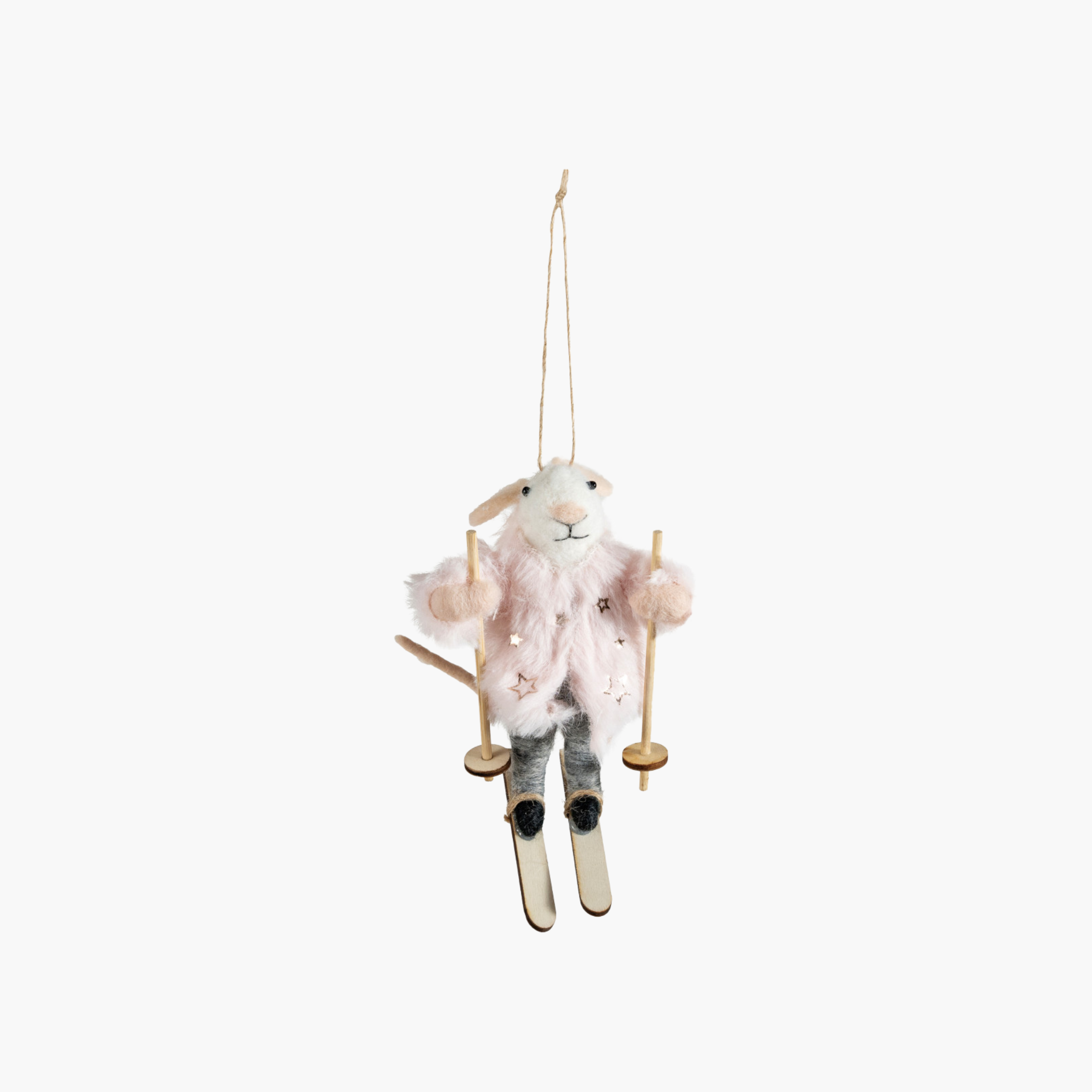 Felt Mouse on Sled/Skis Ornament