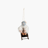 Felt Mouse on Sled/Skis Ornament