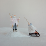 Felt Mouse on Sled/Skis Ornament