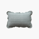 Green + White Ruffled Pillow