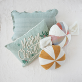 Green + White Ruffled Pillow