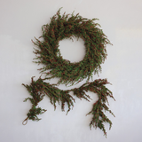 Faux Cypress Garland with Red Berries