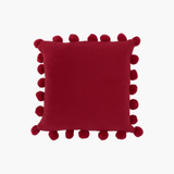 Red Knit Pompom Pillow