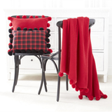 Red Knit Pompom Pillow